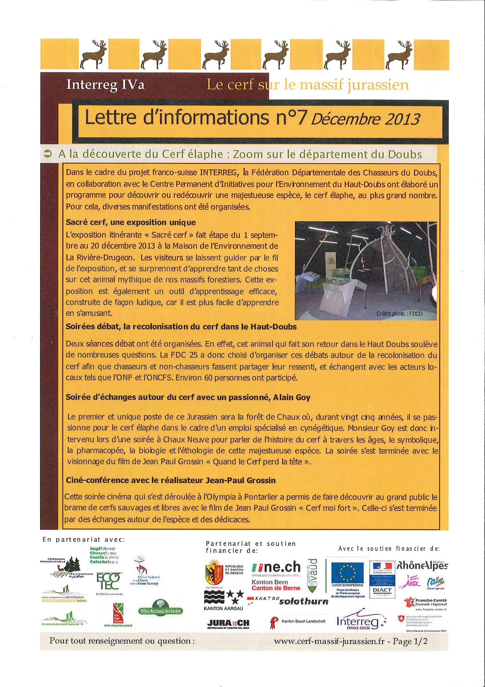 Lettre d'informations n°7 - Décembre 2013